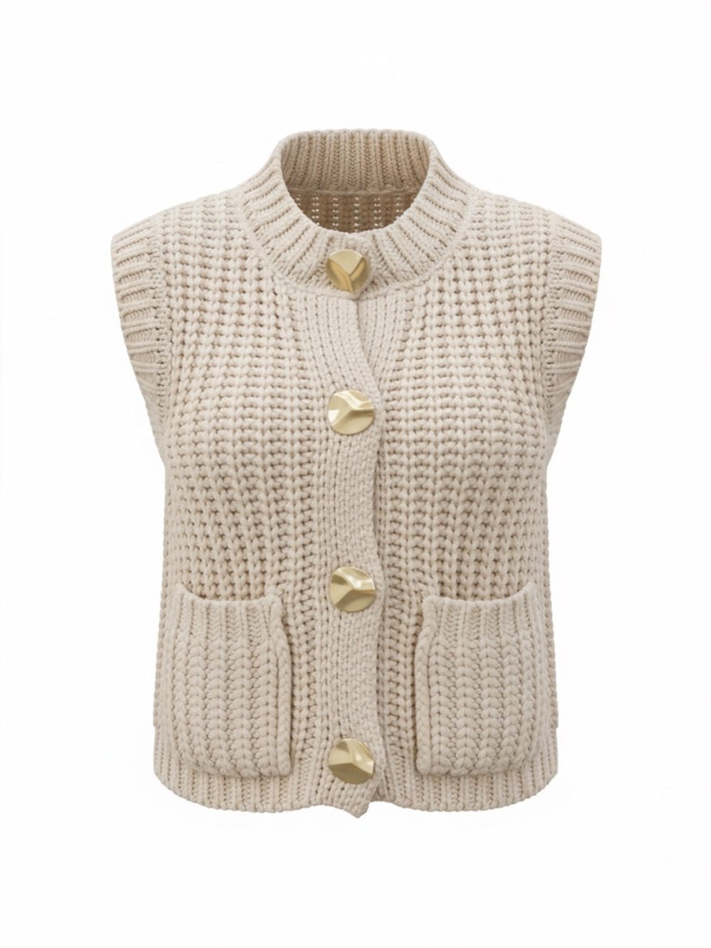 Love Tree Beige Knit Cardigan Vest
